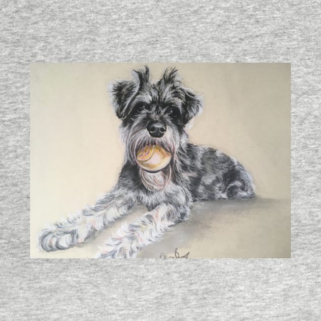 Miniature Schnauzer with ball by Merlinsmates